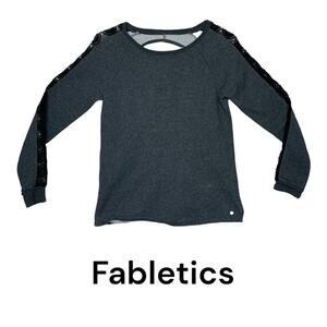 Fabletics womens small sweatshirt open back lace gray active gym lulu athleta bl
